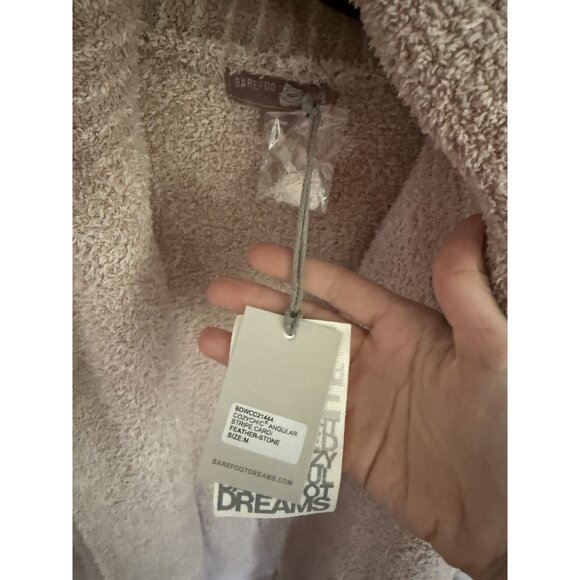 $198 Barefoot Dreams CozyChic Striped Print Angular Cardigan sz Medium - Picture 5 of 5